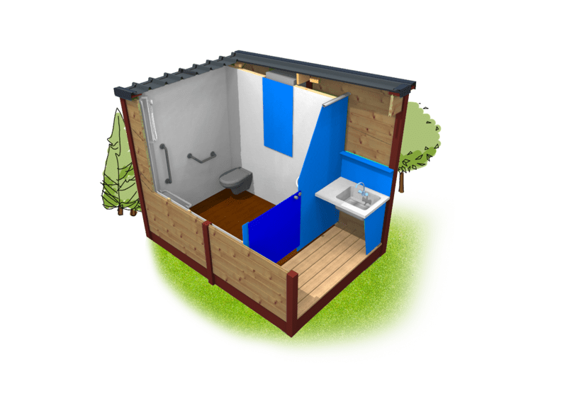 Présentation 3D de l'intérieur des sanitaires AquaPmr
