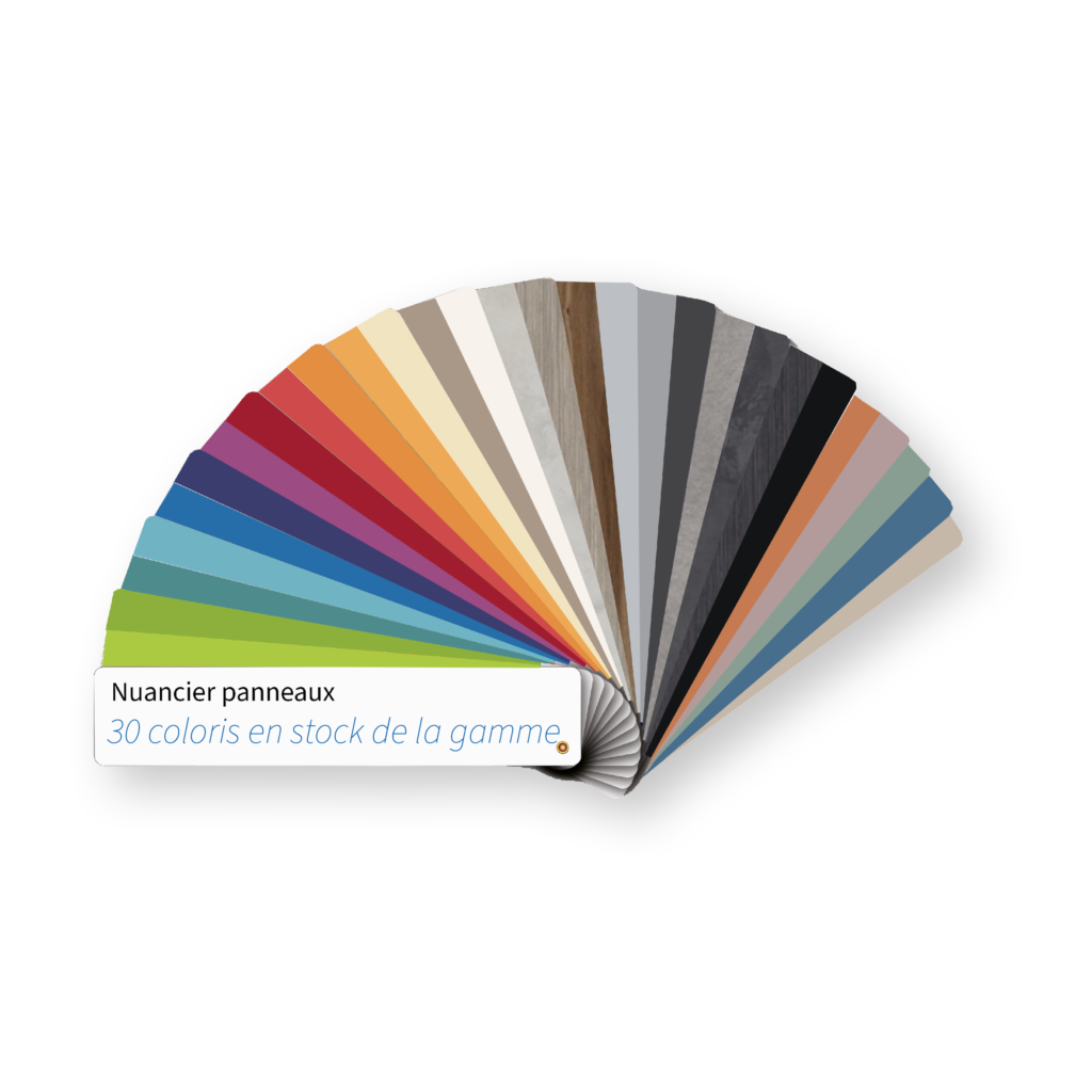 Un nuancier de couleur présentant les 25 couleurs de la gamme Aquabloc